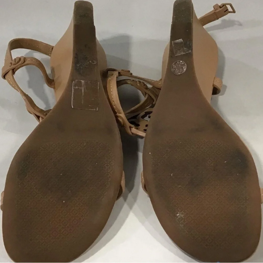 Women’s Tory Burch Wedge Sandal Tan Leather Size 6M